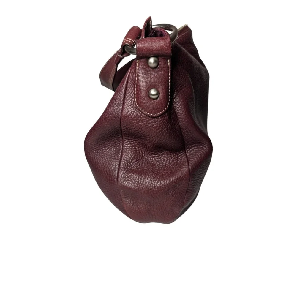Talbots Oxblood Pebbled Leather Hobo Shoulder Bag Gold Hardware Classic Preppy